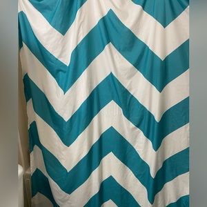 Cute Chevron Pattern Shower Curtain Full Size Teal and White